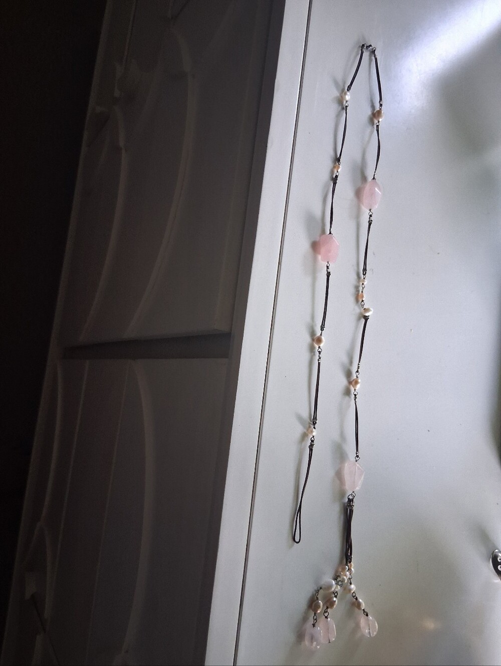 Delicate Pink Bead Lariat Necklace - Unbranded